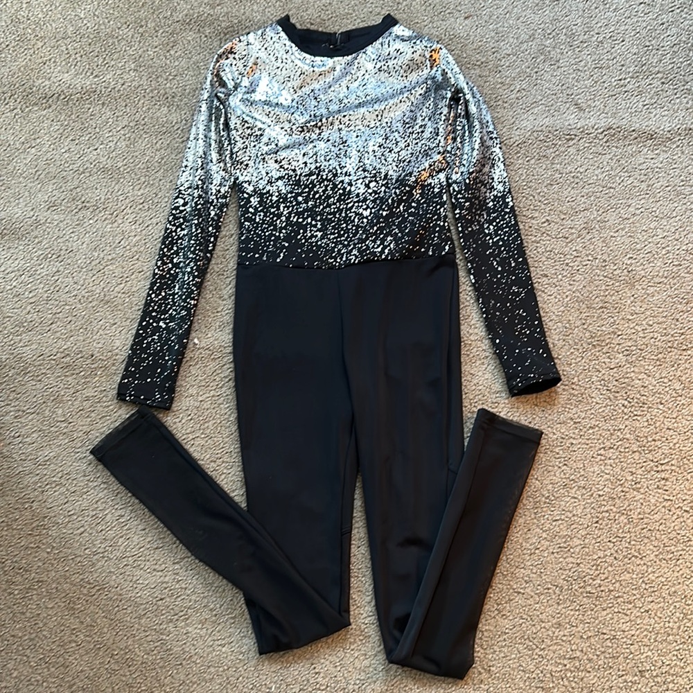 Weissman black and silver acro dance costume large child